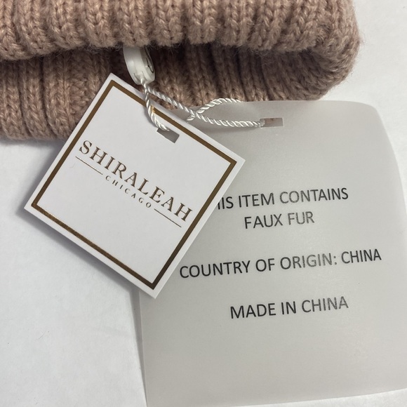 Shiraleah pink tiger print faux fur pom pom beanie hat NWT - Picture 3 of 3